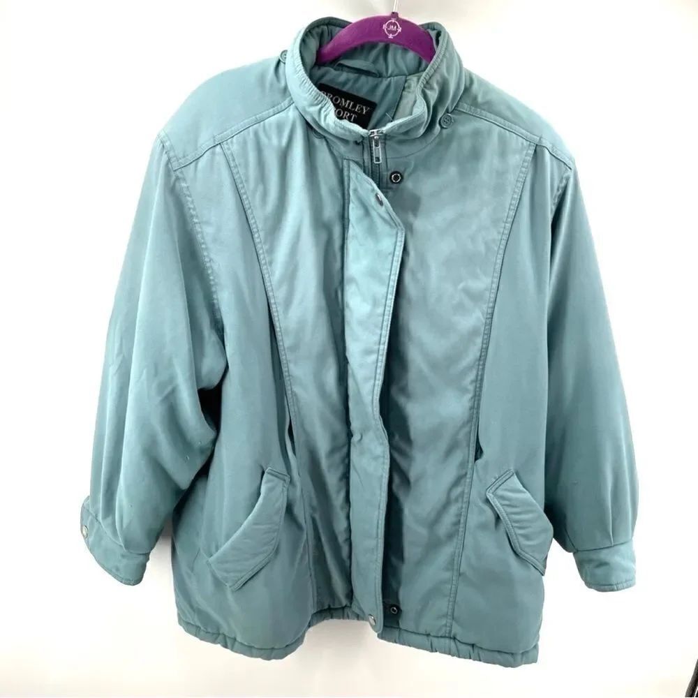 Bromley Sport Thermoloft teal puffer jacket medium petite winter jacket coat M